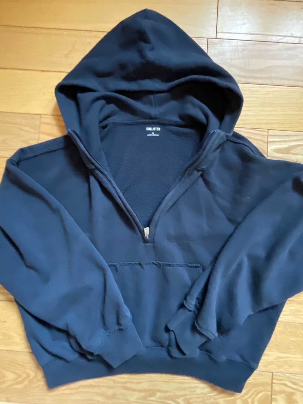 Hollister Navy Half-Zip Hooded Sweatshirt